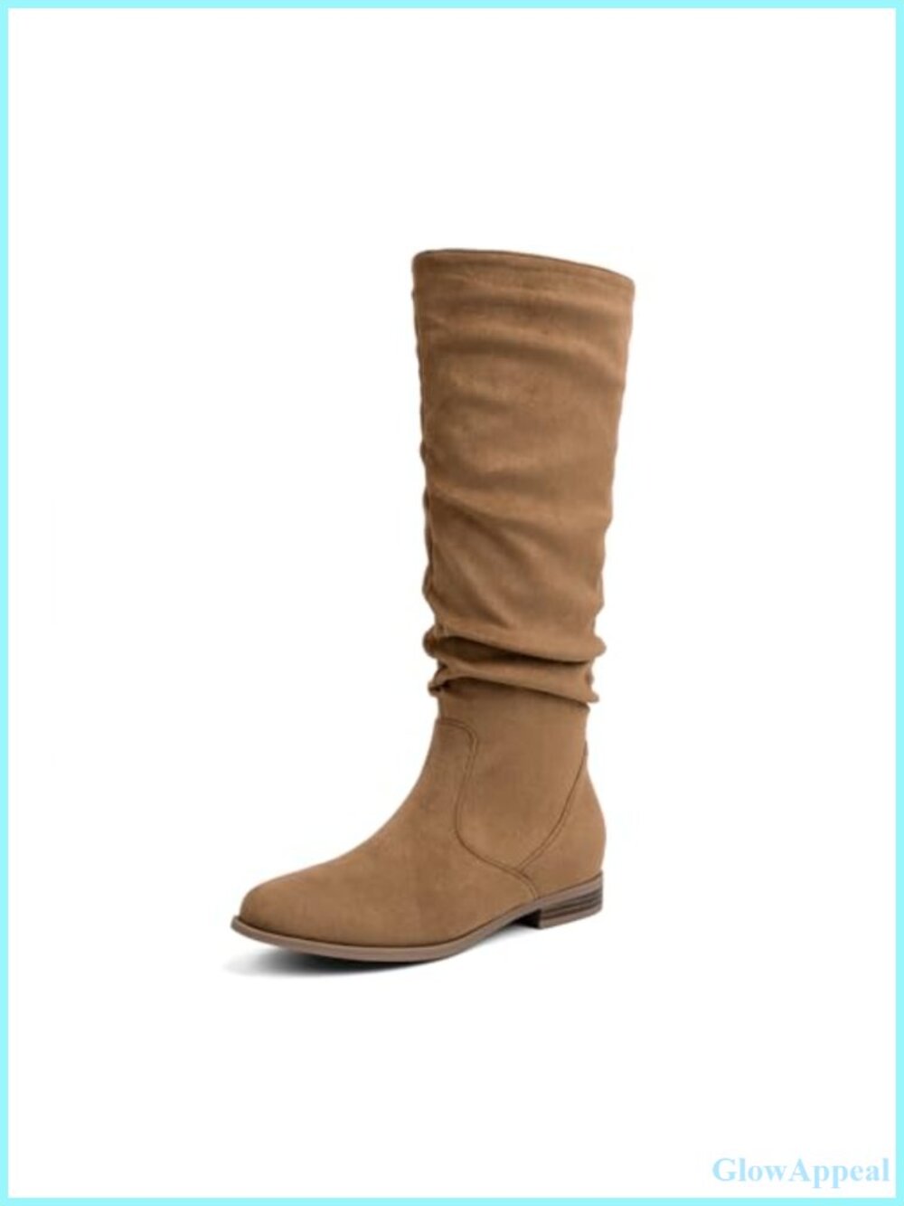 Womens Knee-High Boots Low Heel Wide Calf Faux Suede Side Zip Fall Winter